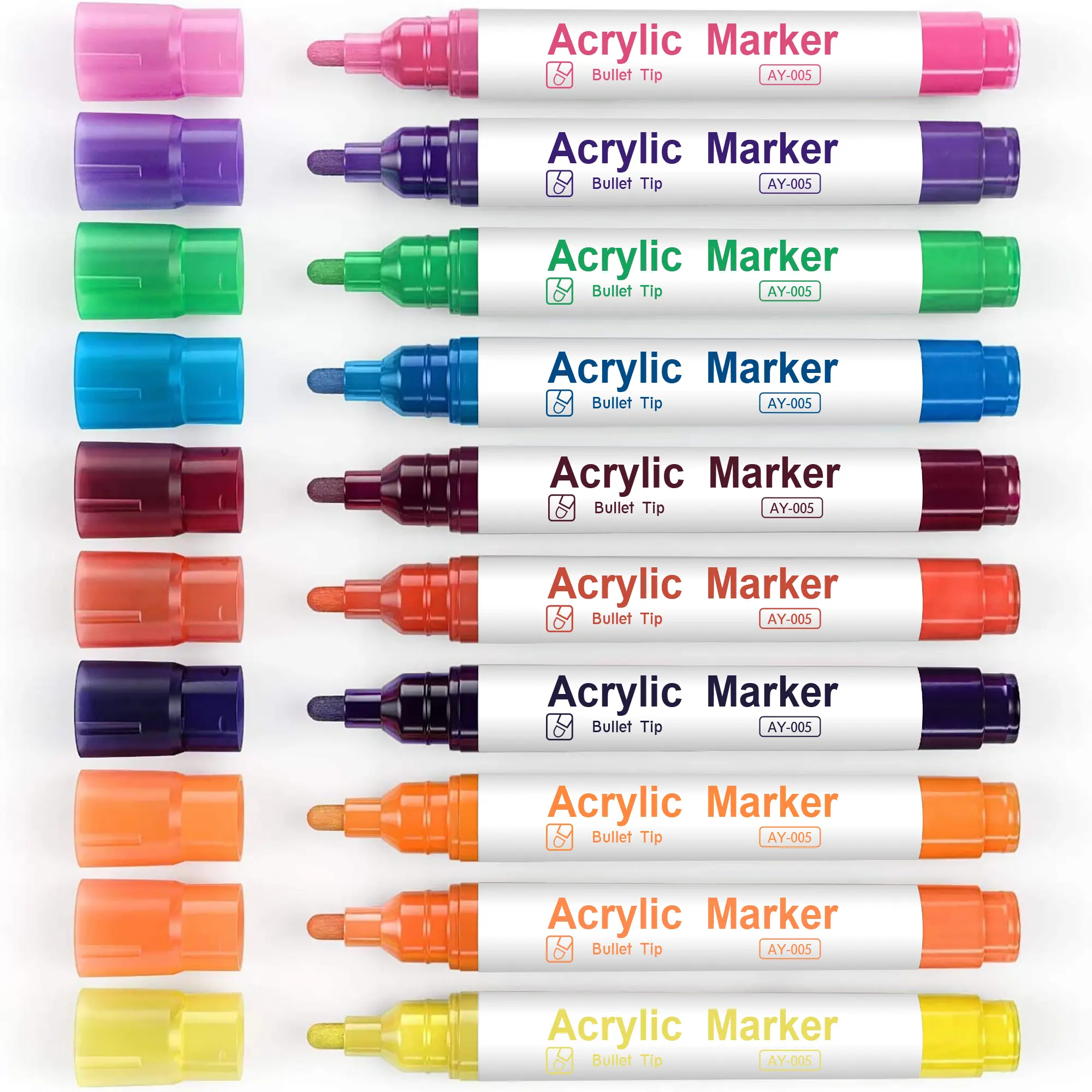 Stylos marqueurs de peinture acrylique pour peinture sur roche, tasse, céramique, verre, bois, peinture sur tissu, toile, métal