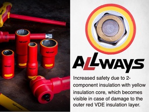 AllwaysTools 17PCS 3/8トルクレンチセット1000V絶縁VDEハンドツールセットには絶縁2層六角形ソケットが含まれます