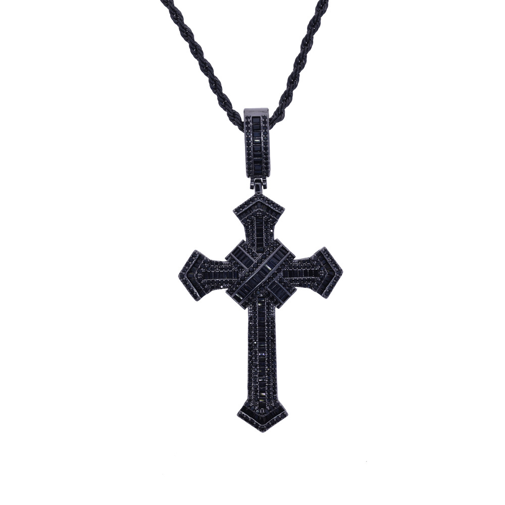 Or noir, pierre noire avec chaîne - 60 cm