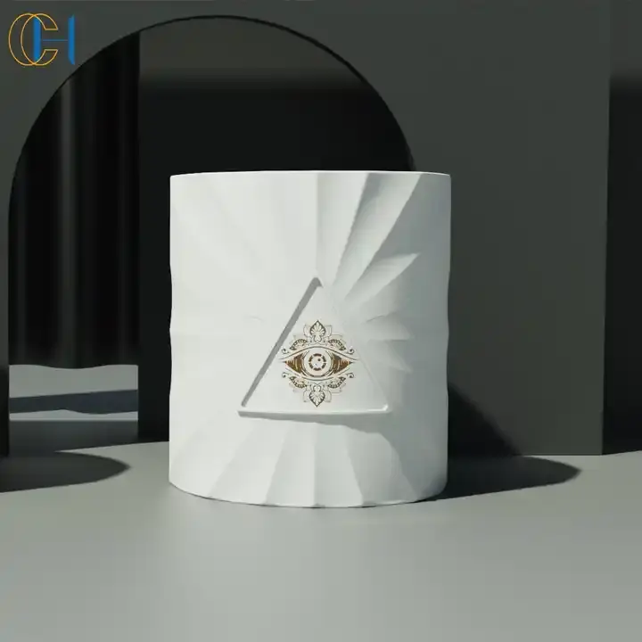 Tarros para velas de cerámica C & H Unique Customs con tapa blanca para velas Blackraves
