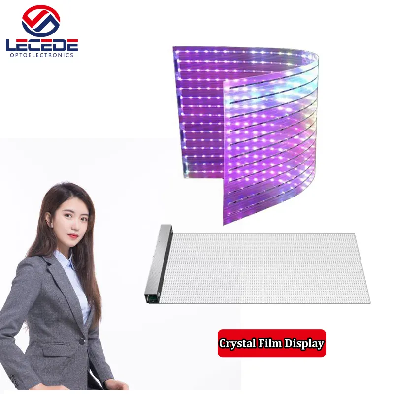 Lecede Shop Indoor Grille Gordijn Bril Vloer Raam Reclame Crystal Film Zelfklevend Transparant Led Display Scherm