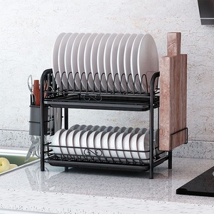 2 katmanlı mutfak tabak rafı raf çanak Metal bulaşık bulaşıklık kurutma rafı eşyaları çift katlı bulaşıklık - Product Image 2