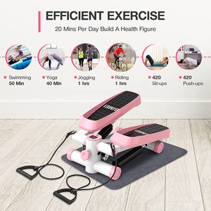 Portable Home Gym Mini Fitness Stepper Exercise Machine with <strong>LCD</strong> <strong>Display</strong> and Resistance Band Workout <strong>Program</strong> - Product Image 4
