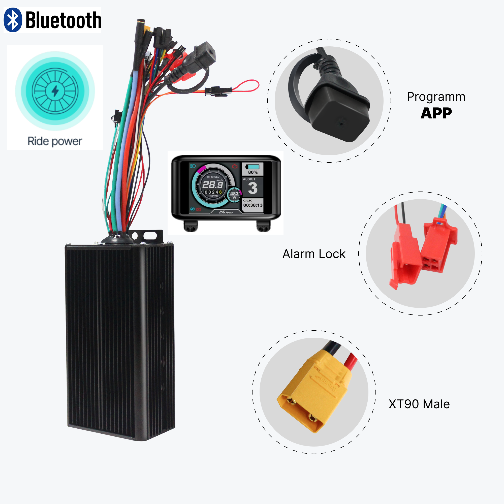 Controlador OMD 45A negro + Bluetooth + pantalla UKC1 versión antigua