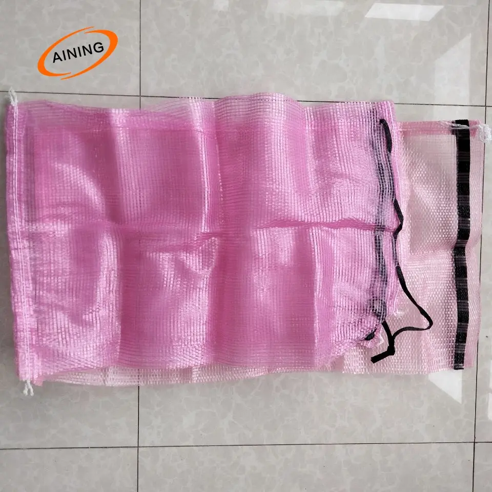 Potato Onion Packing Plastic tubular leno type Mesh Net Bags 25kg with drawstring