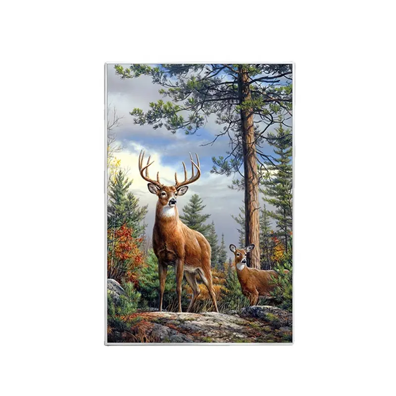 Pintura a óleo de paisagem pintada à mão pura, americorridor, pendurado em um sika cervos, decoração de sala de estar, pintura de animais