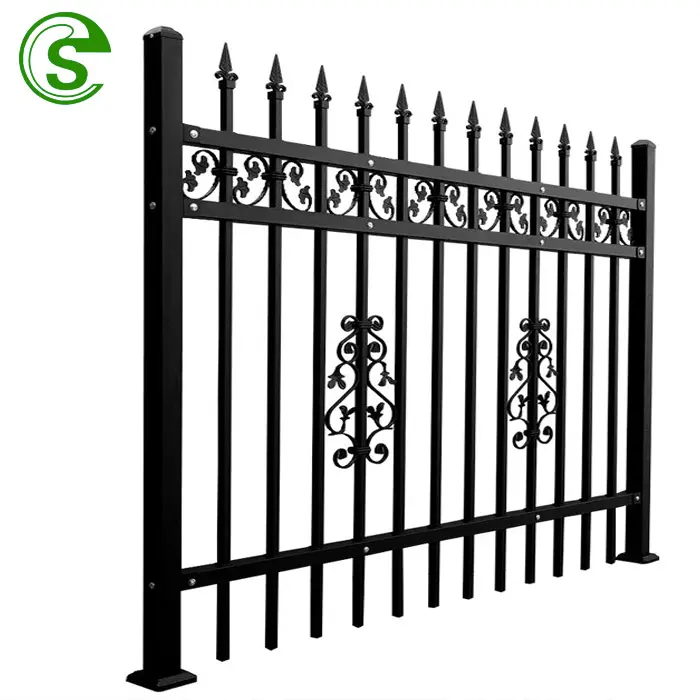 Galvanised Grand steel picket residential fencing Decorative village fence for sale