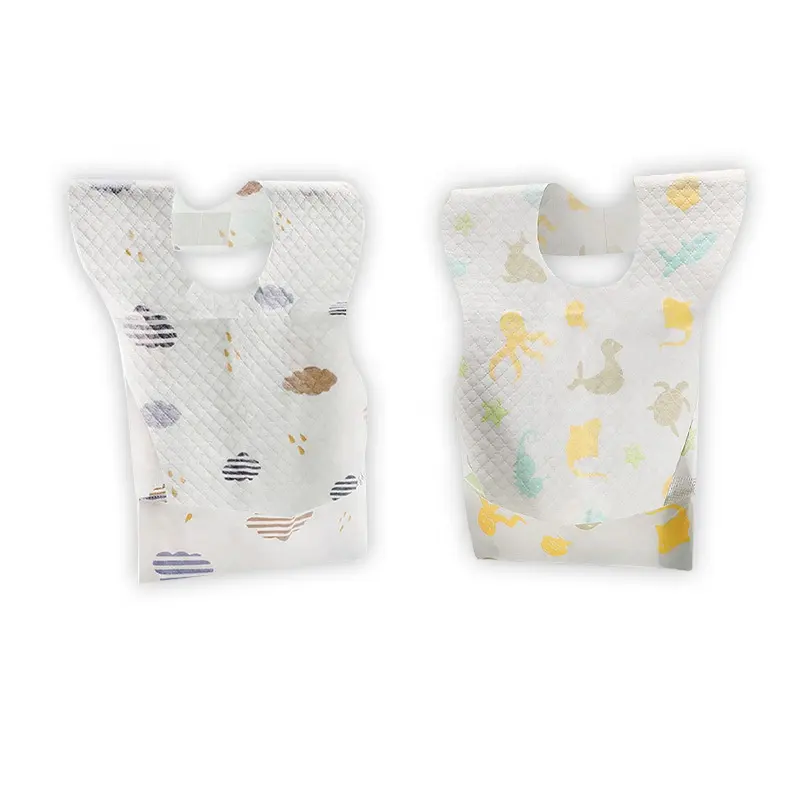 OEM ODM Professional Factory of Custom Printed Disposable Baby Waterproof Bibs Disposable Nonwoven Baby Bibs
