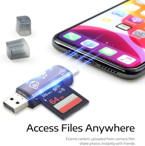 3-in-1 lettore di schede SD multifunzione esterno di tipo-C/USB 2.0 compatibile con telefono cellulare/Computer/fotocamera supporta scheda TF - Product Image 3