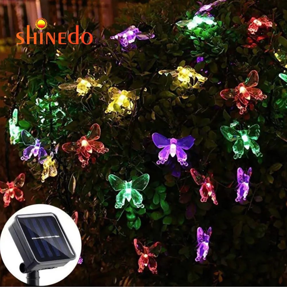 Guirnalda de luces Led con forma de mariposa para decoración de Exteriores, tira de luces decorativas para jardín, impermeables, 5 metros, 20 Led