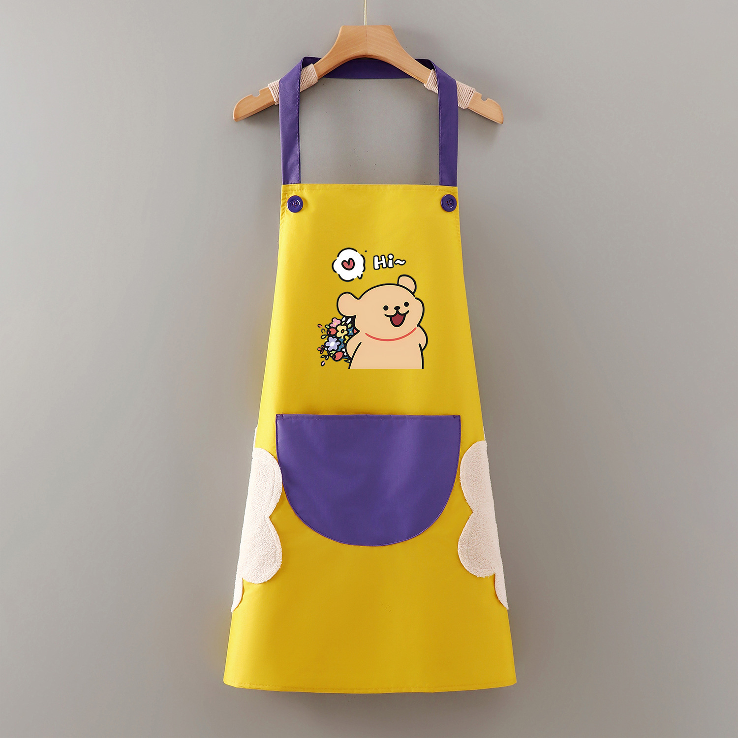 Cabestro impermeable Hi flower bear amarillo púrpura estilo limpiarse las manos