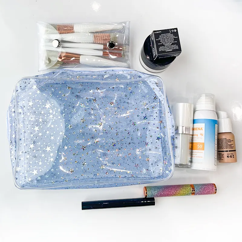 PVC şeffaf plastik su geçirmez fermuarlı çanta günlük ihtiyaçlar kozmetik saklama çantası