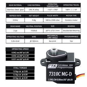PTK 7310C MG-D завод DIY Micro Servo Control Remoto Coche De Deriva TRX4 Piezas Engranaje De Metal Para mosquare Coche De - Product Image 2