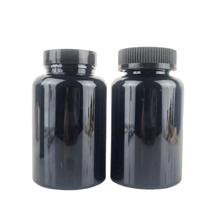 PET Glossy Black Plastic Pill Packers Bottles with CRC Caps 100cc 120cc 150cc 200cc 250cc In Stock