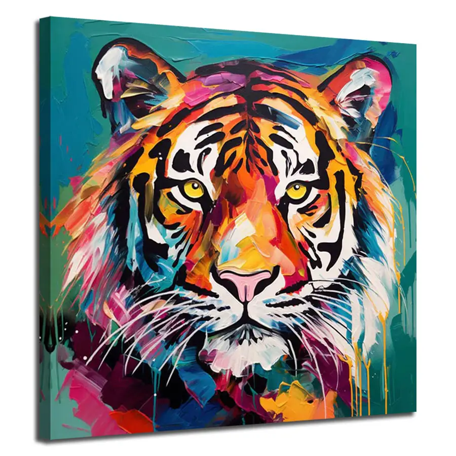 Оригинальное искусство OEM/ODM цвета тигра картины ручной работы впечатляющий абстрактный домашний декор животных картина маслом