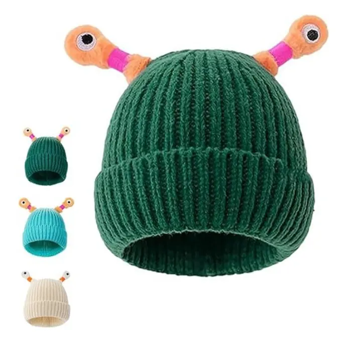 قبعة على شكل حلزون صغير مضيء لطيف بحجم طفل قبعة وحش مضيء مرحة للخريف والشتاء