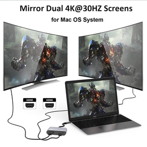 2IN1 USB C to <strong>Dual</strong> <strong>HDMI</strong> Adapter 4K@60hz,Type C to <strong>HDMI</strong> Splitter Extended Display for Laptop,Mac Book,computer Devices