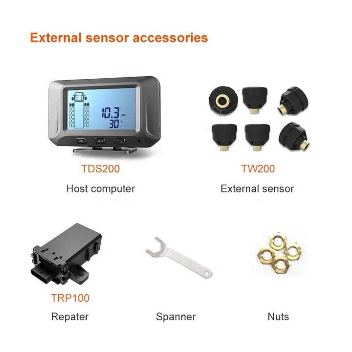 Support GPS tracker TPMS, Truck Fleet TPMS Tyre Pressure Monitor System with Monitor up to 26 Wheels External Sensor