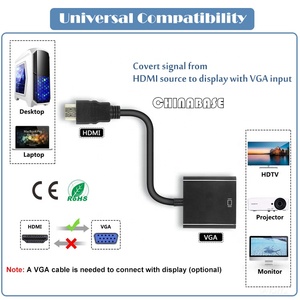 Para Adaptador convertidor HDMI a VGA con Audio 1920x1080 60HZ para proyector HDTV ordenador certificado CE chaqueta de PVC
