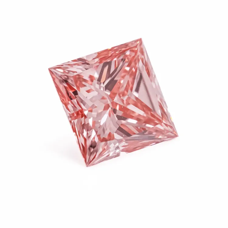1.55 Carat Rectangular Princess Cut CVD Lab Grown Diamond Fancy Intense Pink Color Diamond CVD Rough Diamond