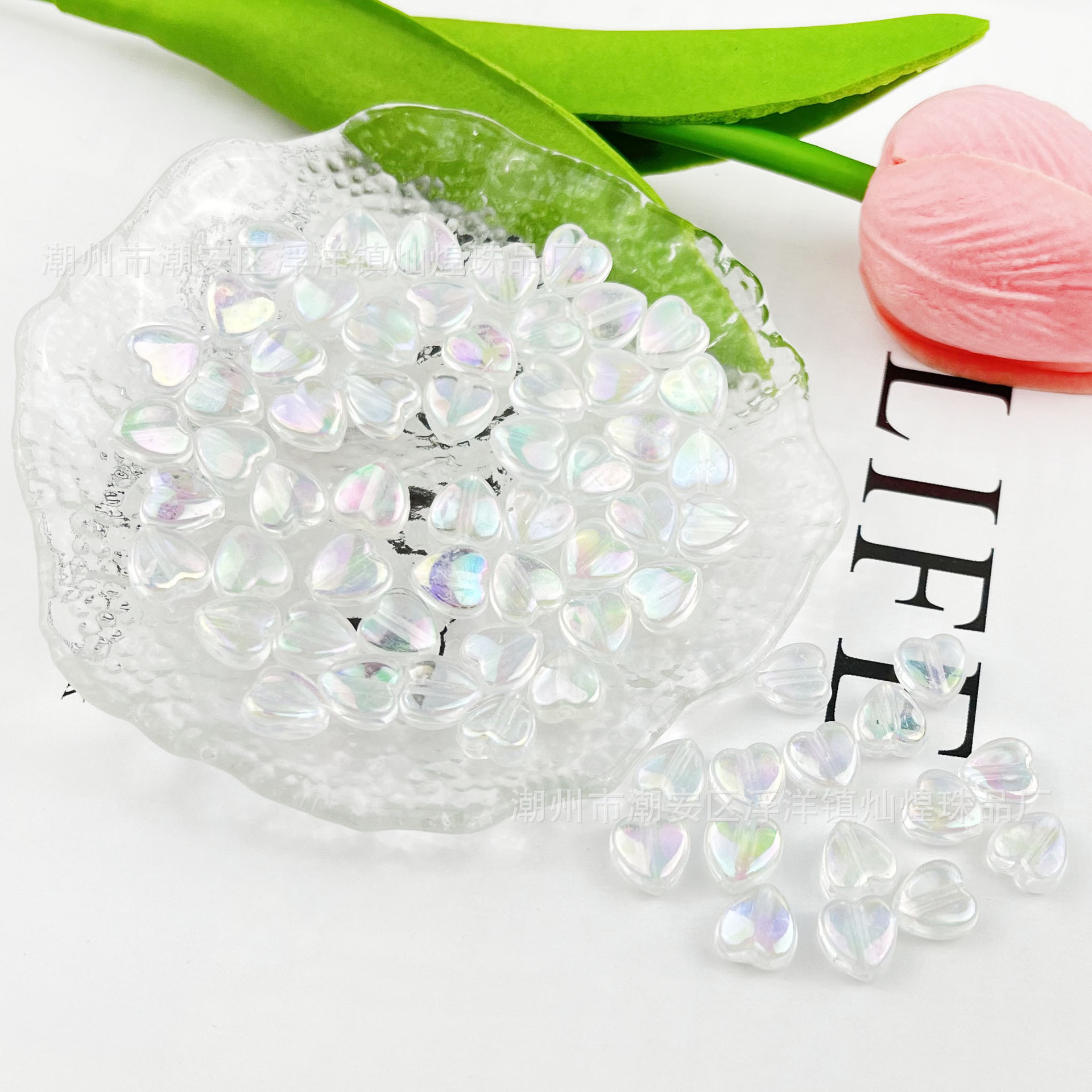 coeur irisé blanc transparent