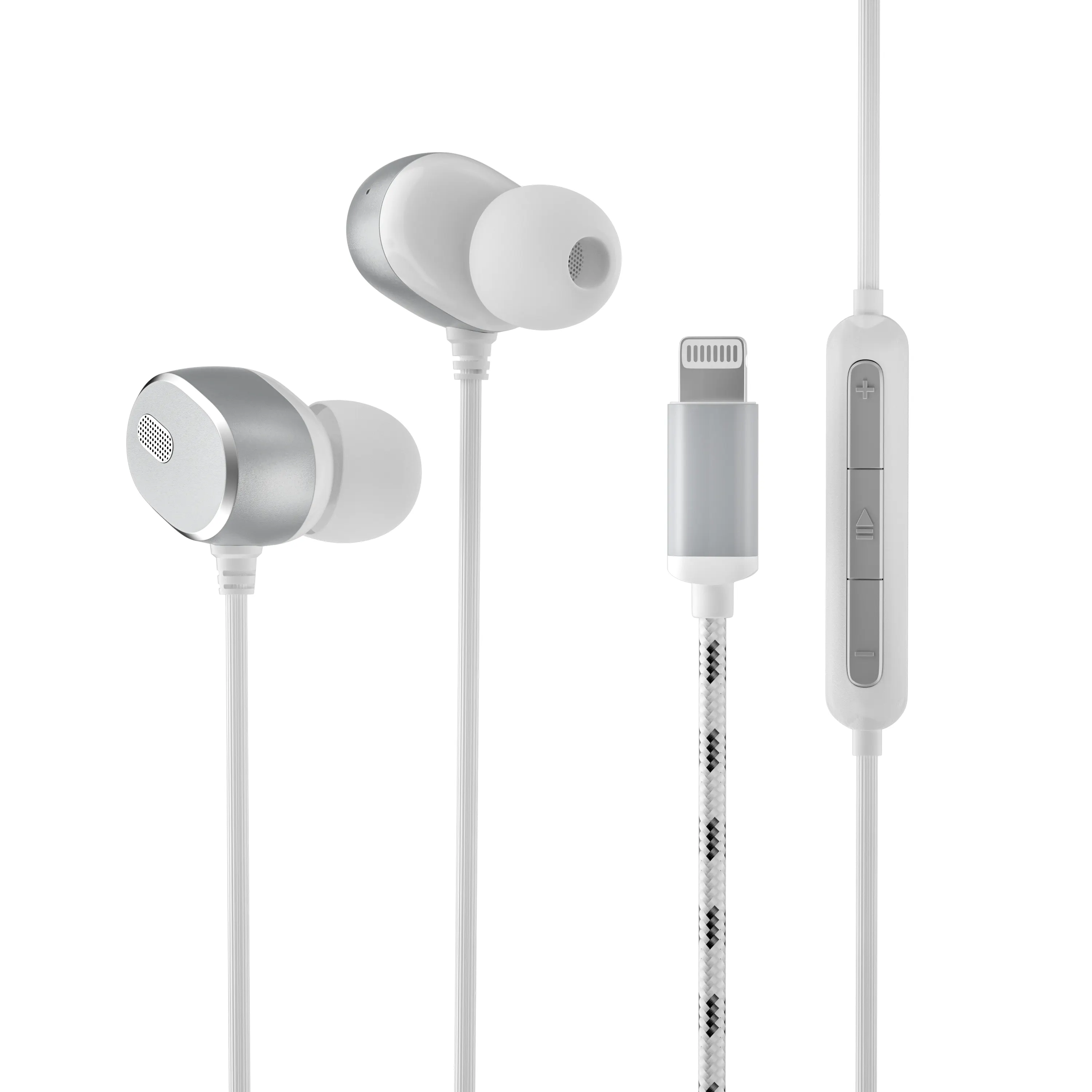 MFI 아이폰 라이트 닝 잭 이어폰 용 헤드폰 Apple 장치에 사용되는 마이크 및 볼륨 컨트롤러가있는 이어폰