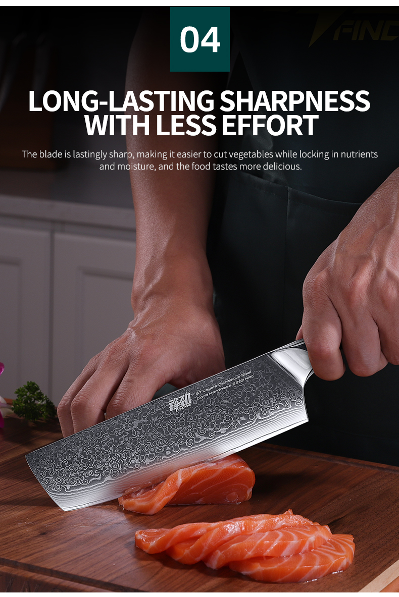 FINDKING Gorgeous Series 67 Layers Damascus Steel Chef Kitchen Knives Abalone Resin Handle 7 Inch Cleaver Nakiri Knife