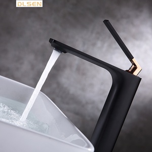 优质哑光黑色高盆水龙头混合器房车盥洗室甲板安装浴室水龙头实心黄铜