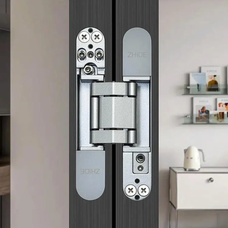 Charnières de porte cachées invisibles à 180 degrés réglables et robustes pour porte intérieure en bois 3D