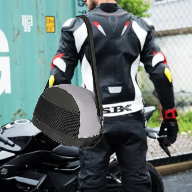 Ocean Recycled Fabric Raider Fleece Lined Zip Up Semi-Rigid Riding Bicycle Motorcycle Helmet Gear Storage Shoulder Bag