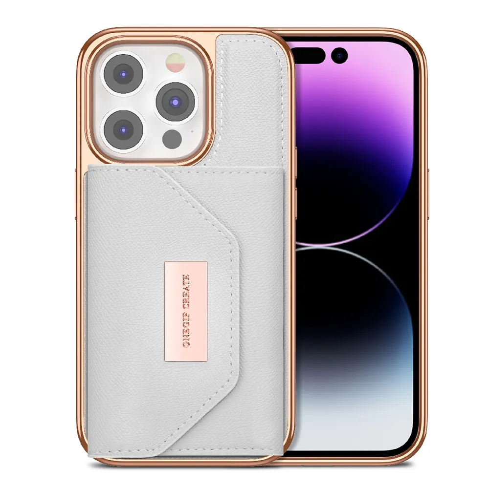 Capa de couro premium para celular Onegif, capa com função multi carteira e cartão para iPhone 15 14 13 pro max, estilo menina, moda fashion