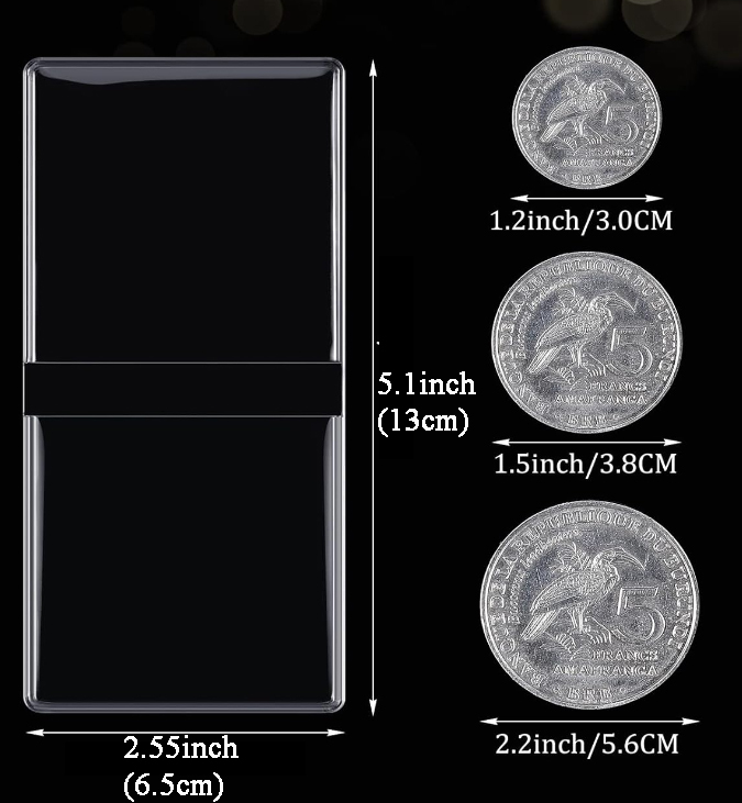 Doble bolsillo (apto para monedas de 1.2, 1.5, 2.0 y 2.2 pulgadas)