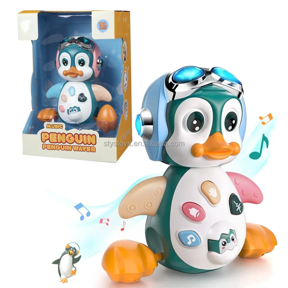 Bebé electrónico Musical pingüino juguetes gateando caminar dibujos animados pingüino Robot Juguetes
