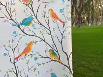 27PF Oiseaux (Blanc) Largeur : 40 cm