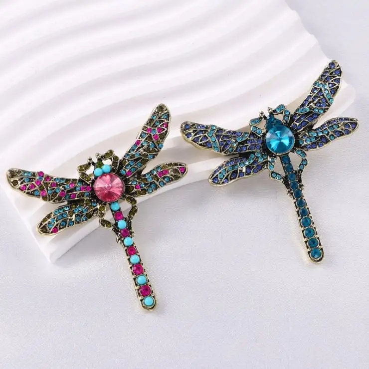 Vintage strass insetto libellula spilla per donna alla moda abito accessori per gioielli