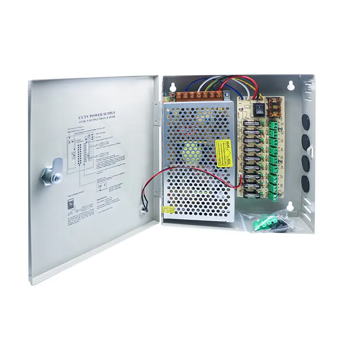 TOTIWO 9 canales/puerto 10 AMPS, caja de fuente de alimentación de 12V CC, fundido individualmente para CCTV, LED