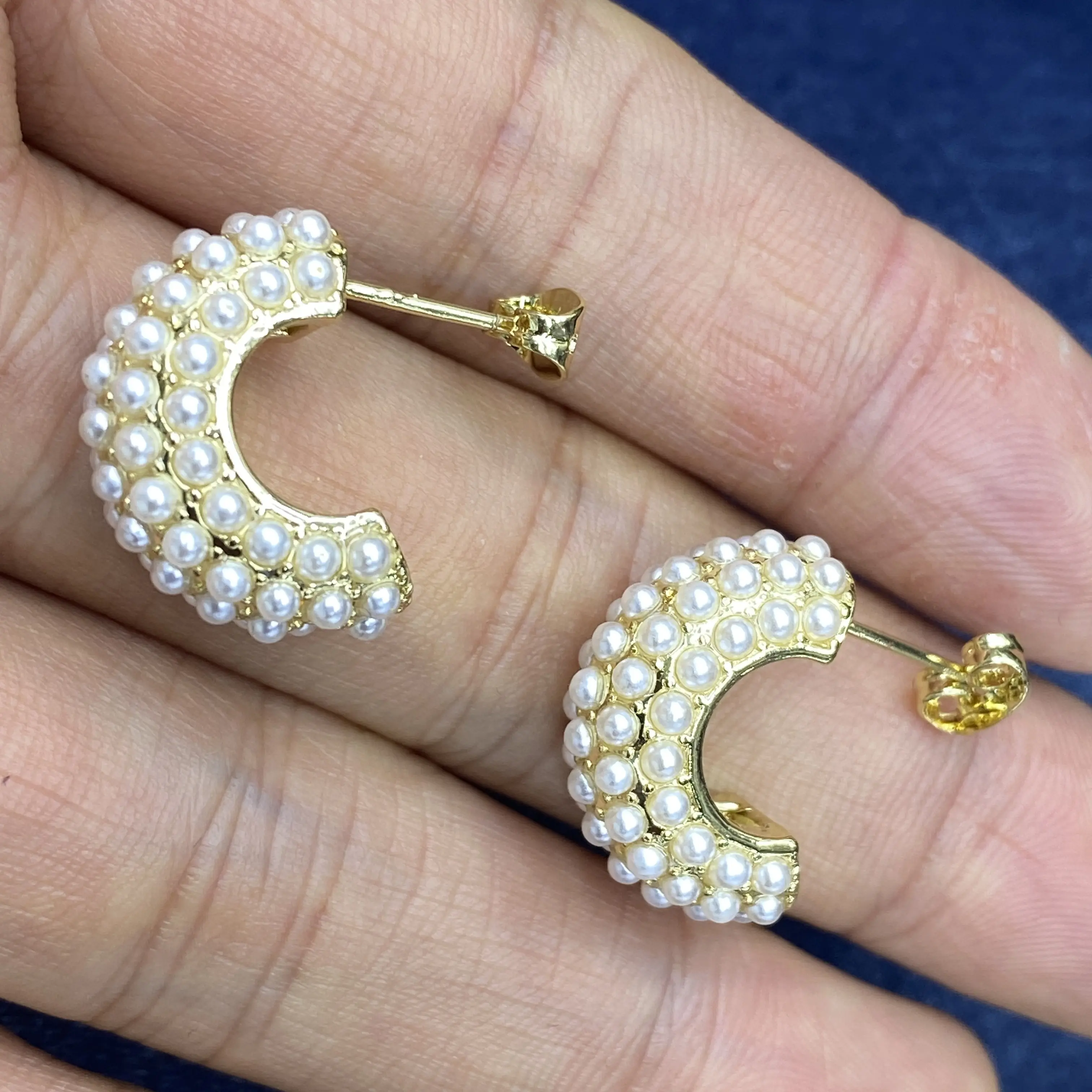 18K chapado en oro real 2024 nuevo estilo de Corea de moda mujeres niñas elegantes pendientes de perlas al por mayor