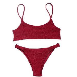 Alta Moda de Duas Peças <span class=keywords><strong>Bikini</strong></span> Swimwear Personalizado Smocked Tecido em Preto Laranja Vermelho Amarelo Sheer <span class=keywords><strong>Micro</strong></span> <span class=keywords><strong>Bikini</strong></span> para Surf Beachwear