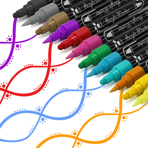 Khy 24 màu cao cấp kép tip Acrylic Bút Đánh Dấu thiết lập tùy chỉnh Gỗ gỗ vải đá đá sơn thủy tinh gốm mực vĩnh viễn - Product Image 3