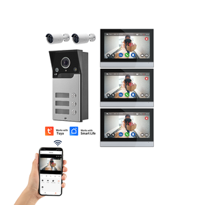Videoportero IP 10 Monitor táctil Videoportero Sistema de intercomunicación para 3 unidades Apartamento Tuya Wifi Doorphone