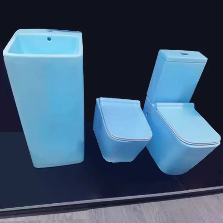 Due pezzi wc mare blue wc lavabo color toilette sanitaria inodoro ceramica sanitaria con cornice EWC serbatoio commode portatile inodoro