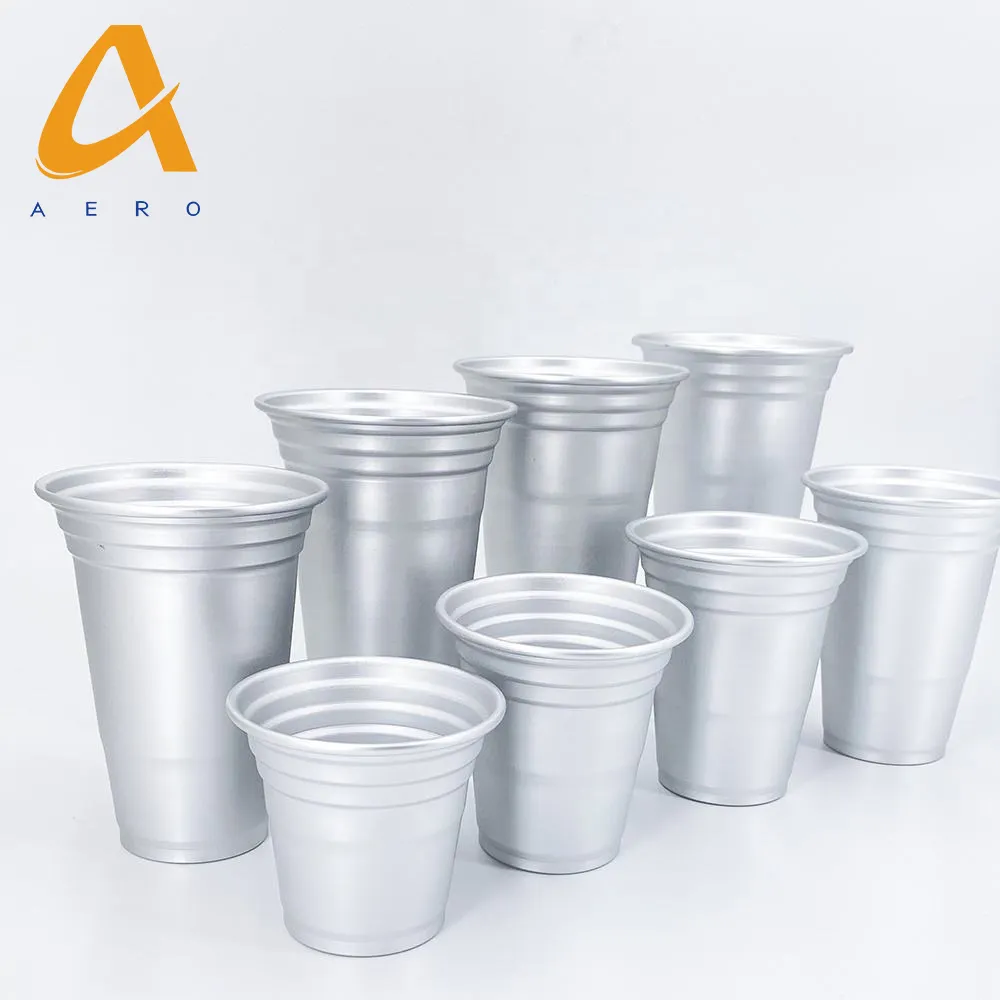 사용자 정의 컬러 파티 컵 프로모션 일회용 알루미늄 마시는 컵 맥주 금속 텀블러 재사용 알루미늄 컵
