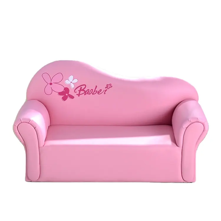 2 posti rosa ragazza divano divano in PVC per bambini camera da letto per bambini impermeabile resistente allo sporco carino divano per bambini