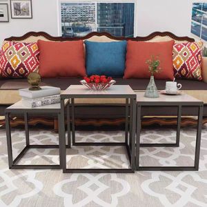 Juego de anidación de mesa de centro de 3 mesas de té apilables para sala de estar, mesa auxiliar de dormitorio con marco de hierro - Product Image 6