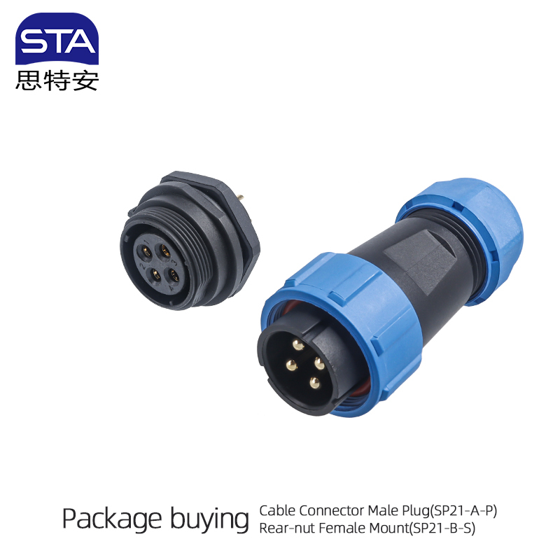 Connecteur de câble mâle + écrou arrière femelle