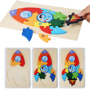 Children's Custom 3D Wooden Jigsaw Puzzle Educational Brain Training <strong>Toy</strong> for Early Learning Color Discern Puzzle