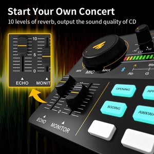 MANOCASTER-tarjeta de sonido en vivo, mezclador de Audio con micrófono condensador, transmisión en vivo, tarjetas de sonido externo