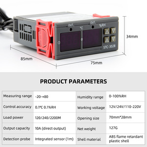 Termostato Digital STC-3028 Control de temperatura y humedad, termómetro con controlador higrómetro, CA de 110V, 220V, CC de 12V, 24V, 10A