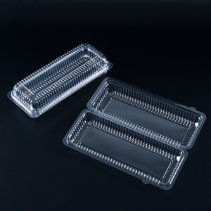 Menteşeli dikdörtgen kapaklı şeffaf plastik tek kullanımlık yiyecek kutusu Blister ambalaj için Takeout suşi Hamburger tatlı kek - Product Image 1