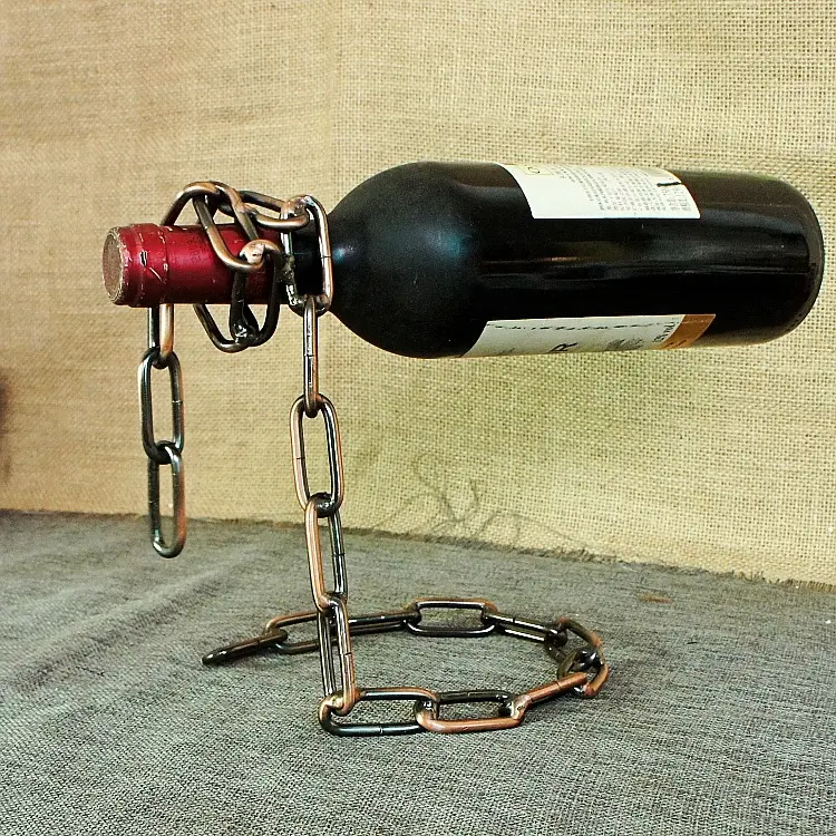 クリエイティブデコレーションマジックチェーンワインラック吊り赤ワイン収納ボトルホルダーフローティングワインボトルホルダー